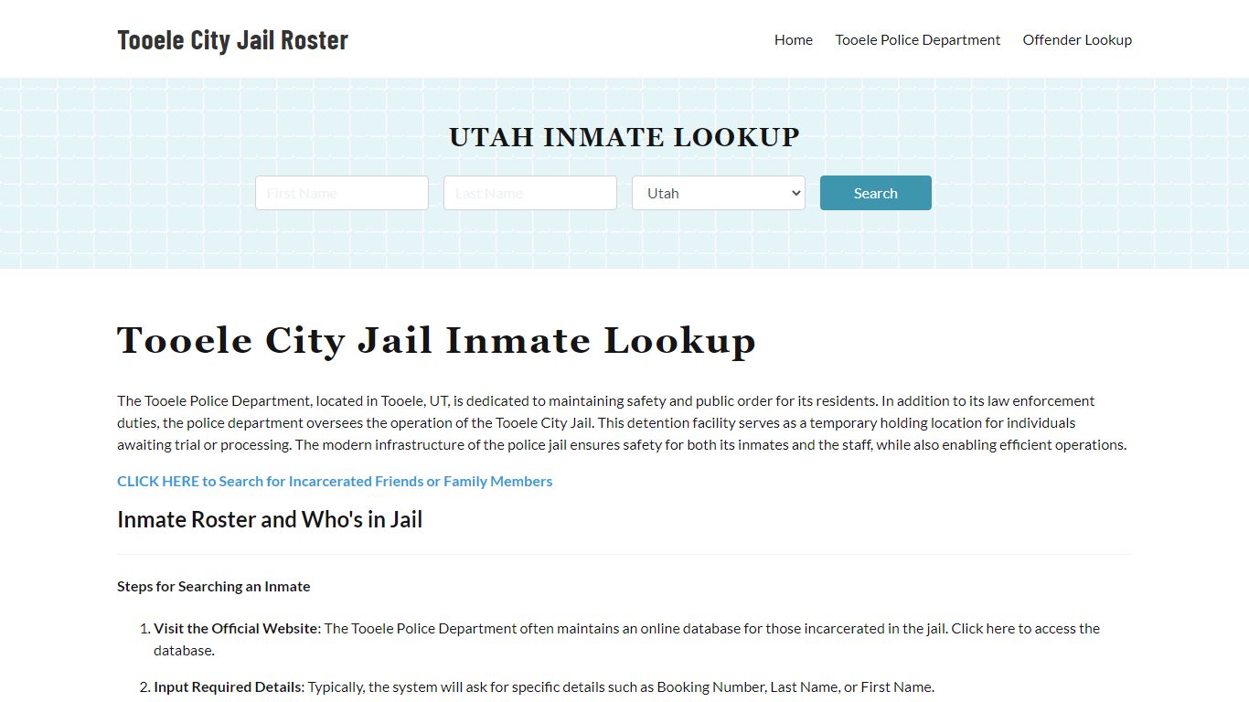 Tooele Police Department & City Jail, UT Inmate Roster, Arrests, Mugshots