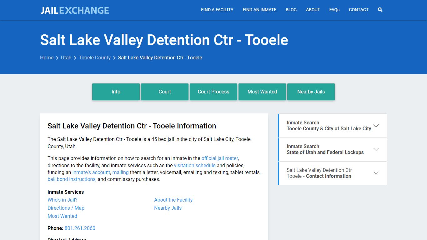 Salt Lake Valley Detention Ctr - Tooele - Jail Exchange